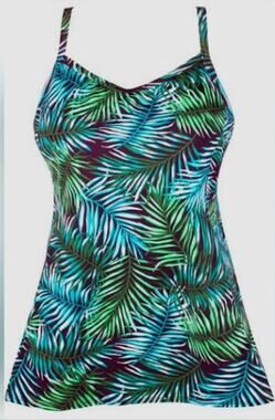JINXUEER Women's Tropical Print Tankini Swimsuit Top with Padded Bra Size 28 EUC